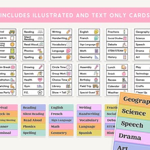 Editable Visual Schedule Cards | Colorful Classroom Timetable Display ...