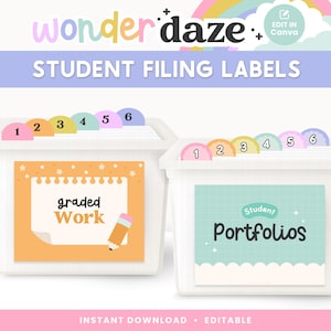 Bearbeitbare Studentenablageetiketten | Canva Vorlagen für die Organisation von Klassenzimmern | Bunte Lehrer Briefkasten Aufkleber | Sofort Download