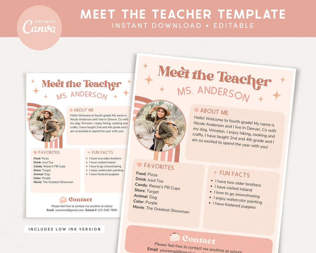 Meet the Teacher Classroom Printable Template Teacher - Etsy