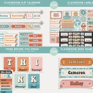 Editable Classroom Groovy Retro Complete Collection Printable Bundle ...