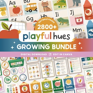 Bearbeitbares Klassenzimmer Dekor WACHSE Printable Bundle | Grundlegende Poster & Visuals | Montessori Klassenzimmer | Hausschule lernen Printables