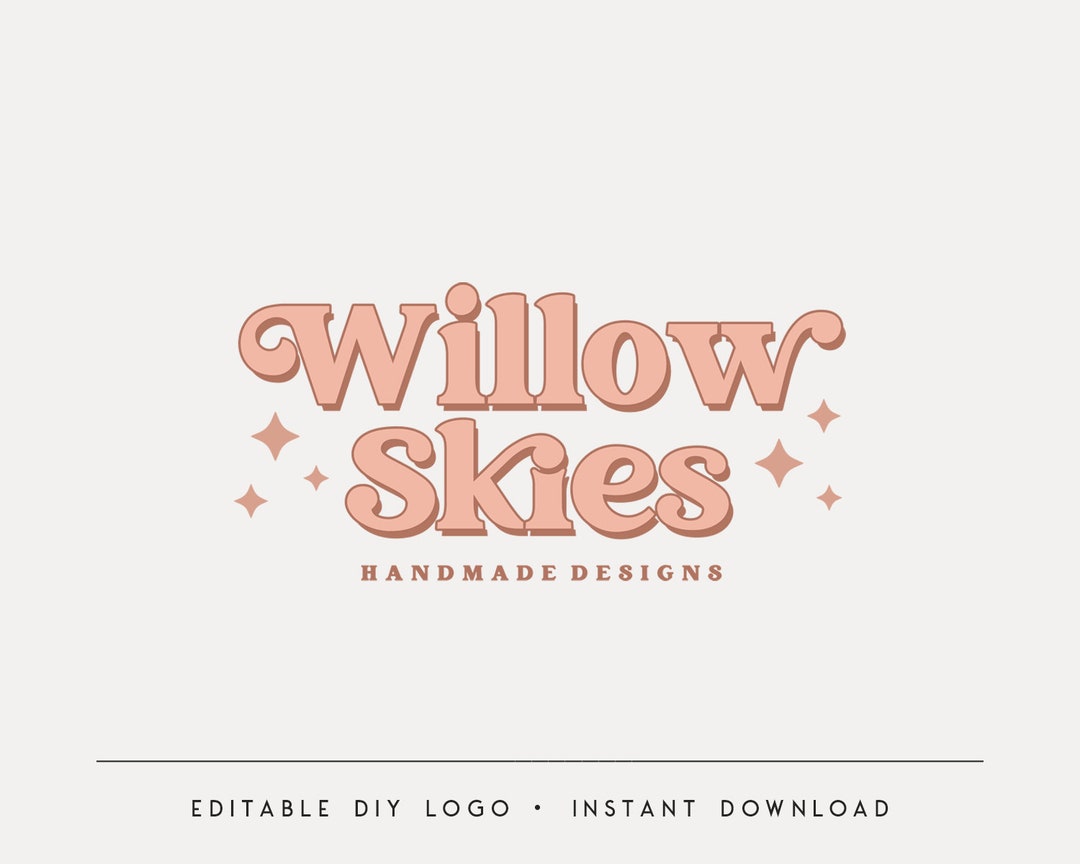 Sample Name Loho Editable Boho Logo Template, DIY Modern Boho Logo, Retro Branding ...