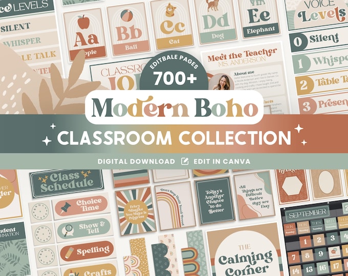 Boho Rainbow Color Posters | Neutral Rainbow Classroom Decor | Digital ...