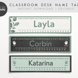 Student Desk Name Labels, Editable Classroom Printables, Student Name Tags, Farmhouse Canva Classroom - INSTANT DOWNLOAD Editable Template