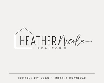 Editable Logo Template, DIY Real Estate Design, Elegant Realtor Branding, Minimalist House Logo, Instant Download