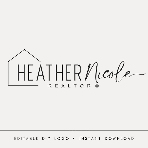 Editable Logo Template, DIY Real Estate Design, Elegant Realtor Branding, Minimalist House Logo, Instant Download