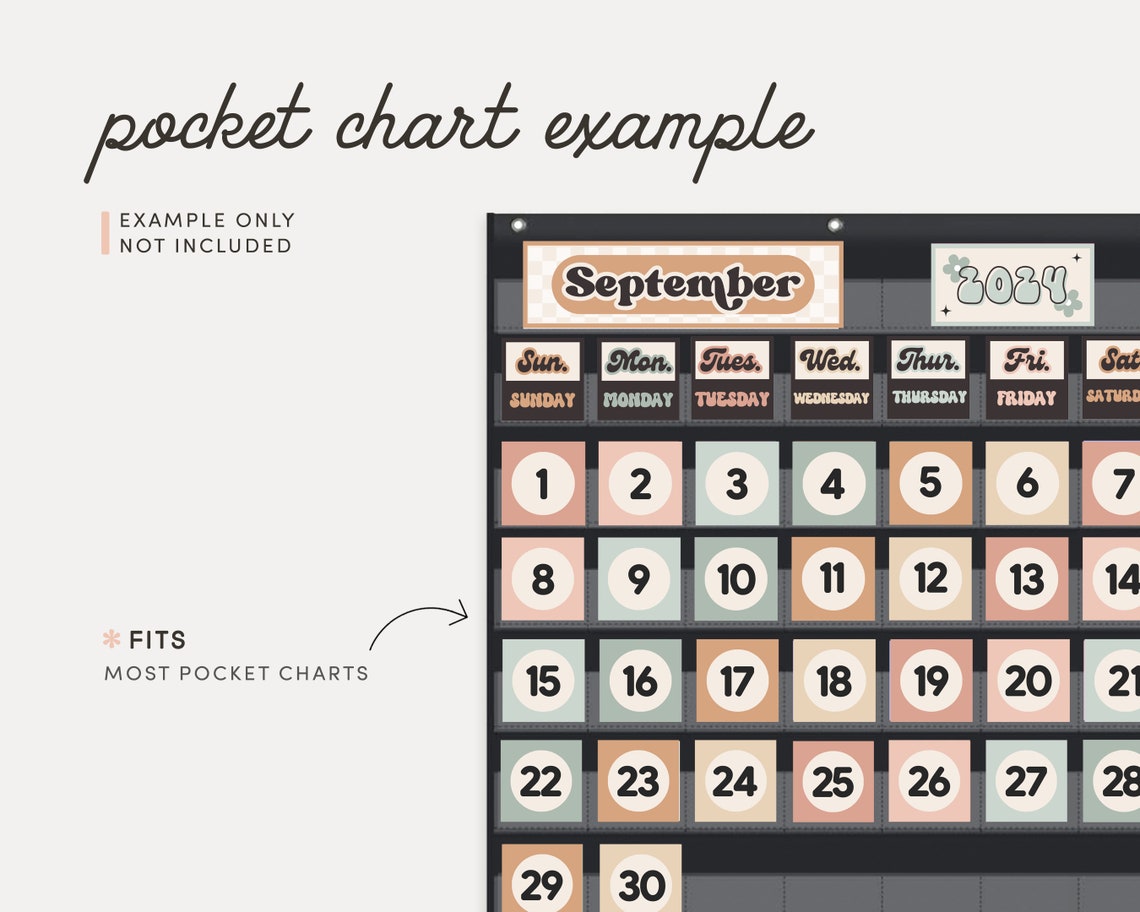Classroom Calendar Display and Weather Station, Printable Pastel Groovy ...