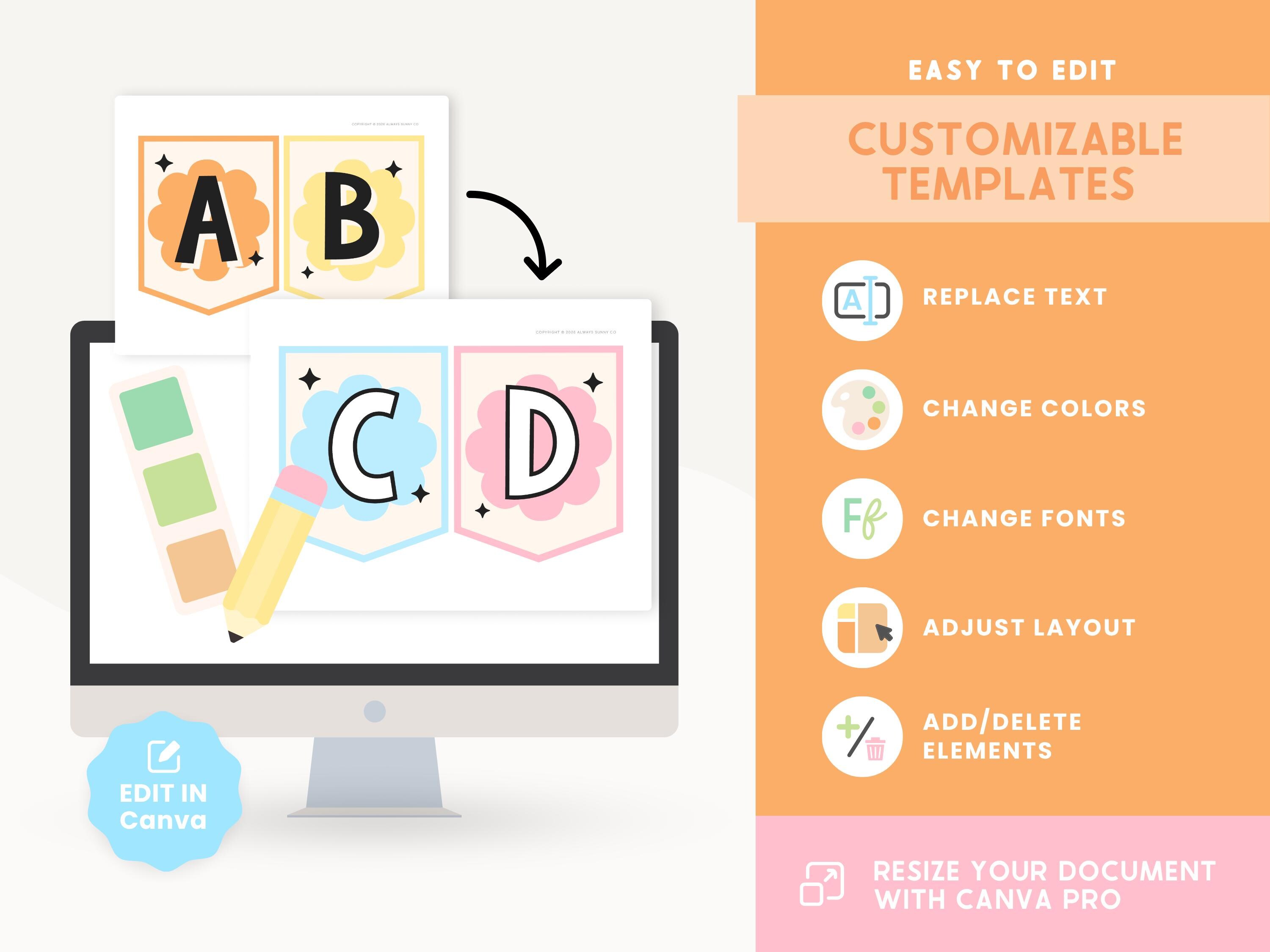 Classroom Bulletin Board Letters | Editable in Canva | Groovy Retro ...