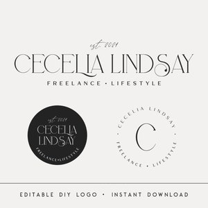 Editable Logo Designs, DIY Elegant Logo, Circle Photography Logo, Round Photographer Lifestyle Logo with Watermarks, Instant Download