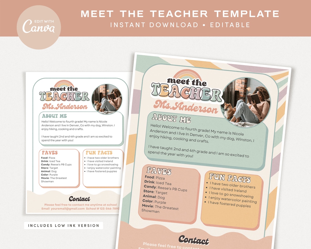 Meet the Teacher Classroom Printable Template Teacher - Etsy