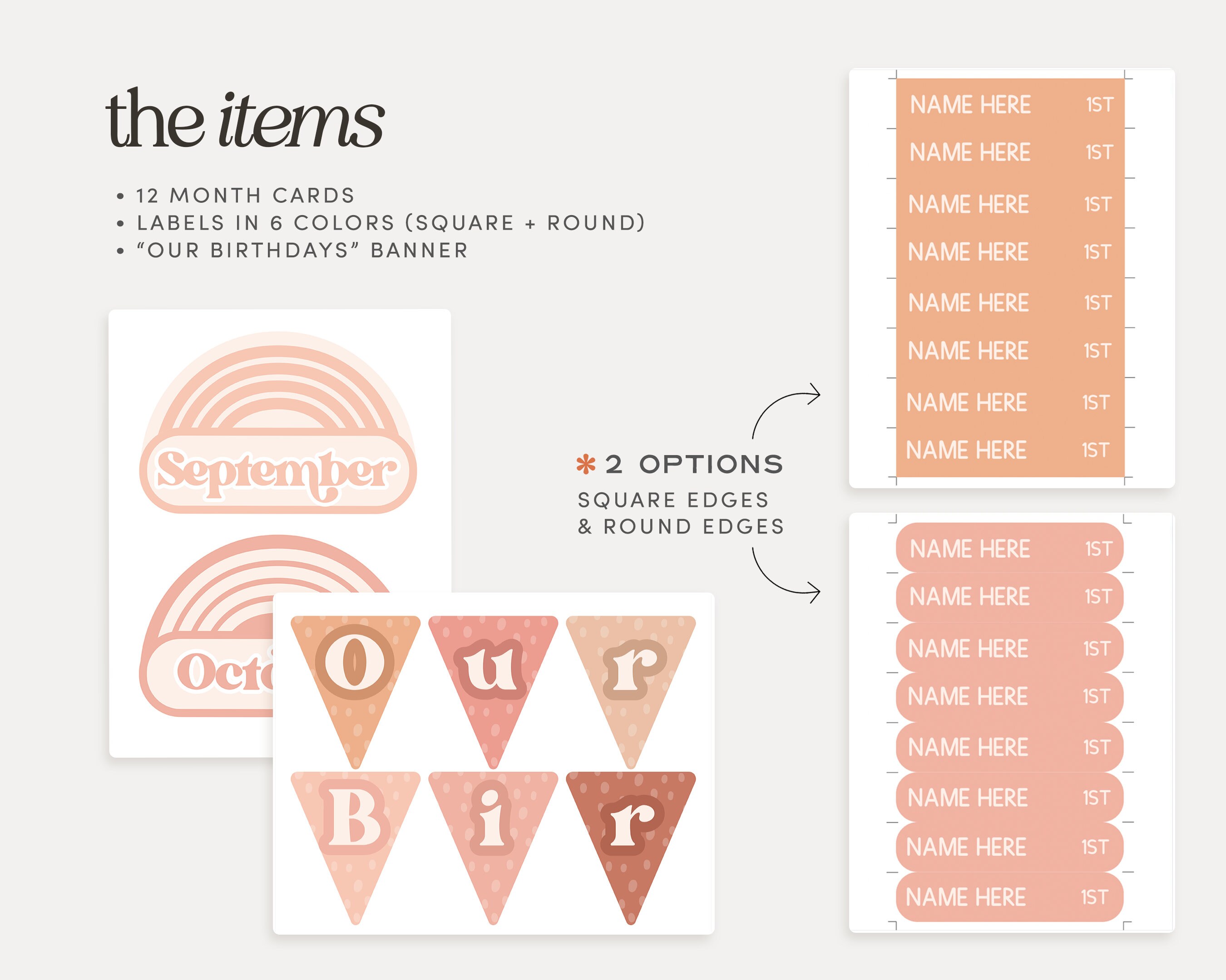 Classroom Birthday Printable Display, Editable in Canva, Boho Modern ...