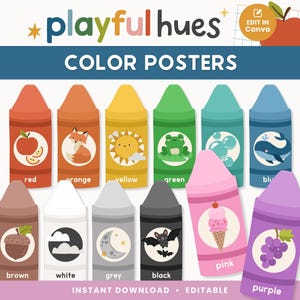 Editable Color Posters for Classroom | Color Posters & Crayon Wall Art | Montessori Charts | Homeschool Learning Decor