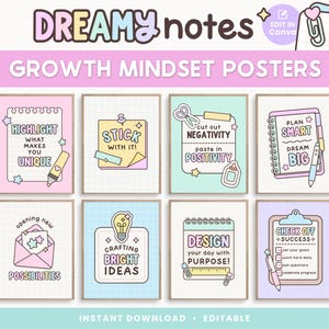 Wachstumsmentor bearbeitbares druckbares Klassenzimmerposter, Planer Pastellregenbogen-Klassenzimmerdekor, SOFORTIGER DOWNLOAD, PDFs + bearbeitbare Canva-Vorlage
