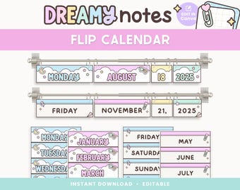 Calendario interactivo para el aula, decoración adorable en tonos pastel para el aula, gestión del aula imprimible y editable, archivos editables de Canva.