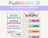 Classroom Schedule, Editable Classroom Printables, School Timetable, Pastel Groovy Canva Classroom - INSTANT DOWNLOAD Editable Template