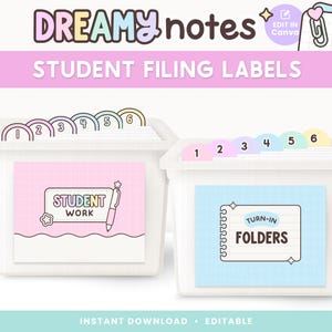 Bearbeitbare Studentenablageetiketten | Canva Vorlagen für die Organisation von Klassenzimmern | Pastell Lehrer Briefkasten Aufkleber | Sofort Download