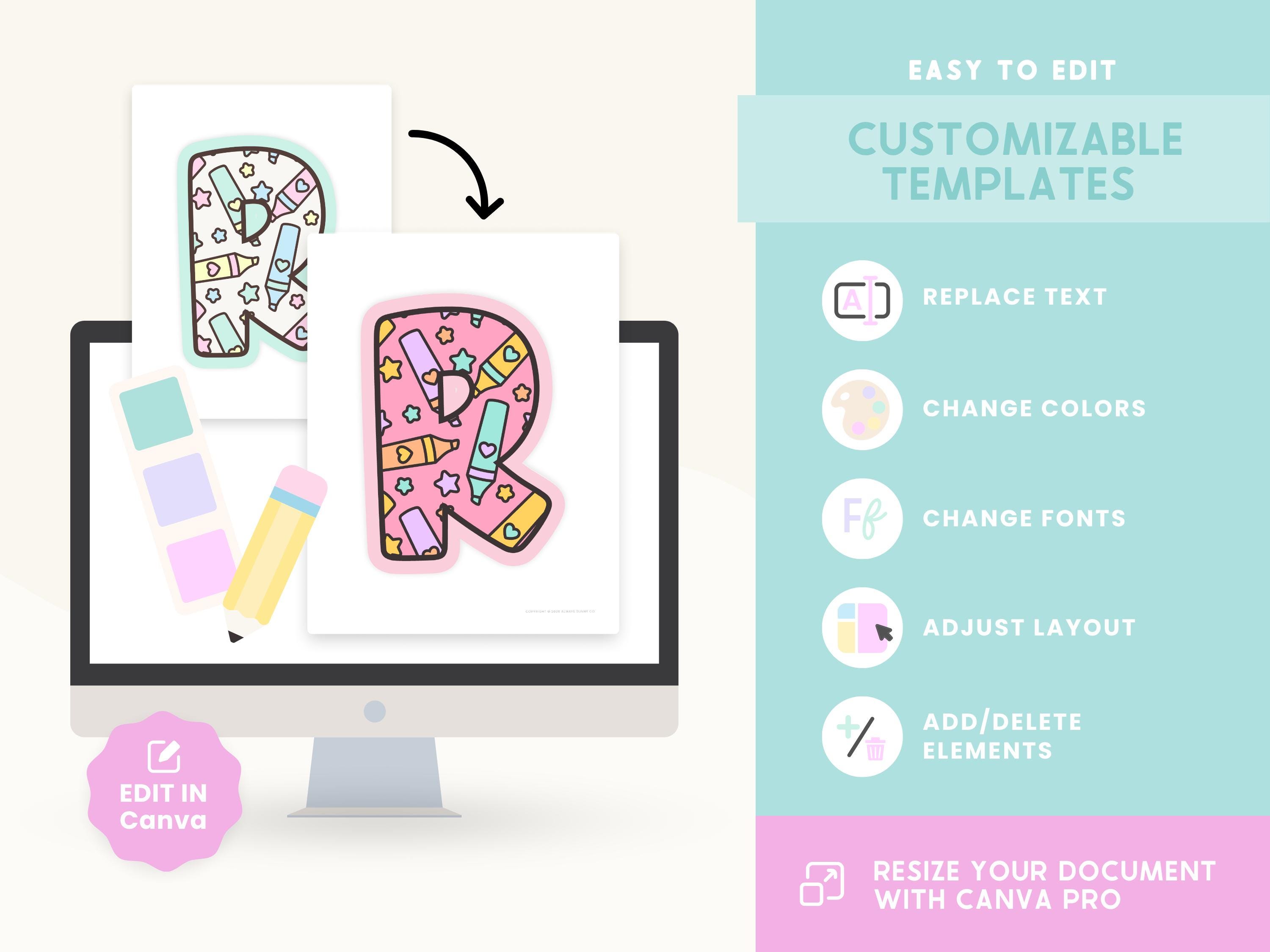 Editable Classroom Bulletin Board Letters | Colorful Pastel Alphabet ...