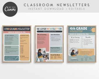 printing for homework Classroom Newsletter Editable Templates, Back to School, Classroom Flyer, Teacher Handout, INSTANT DOWNLOAD - Canva Editable Template