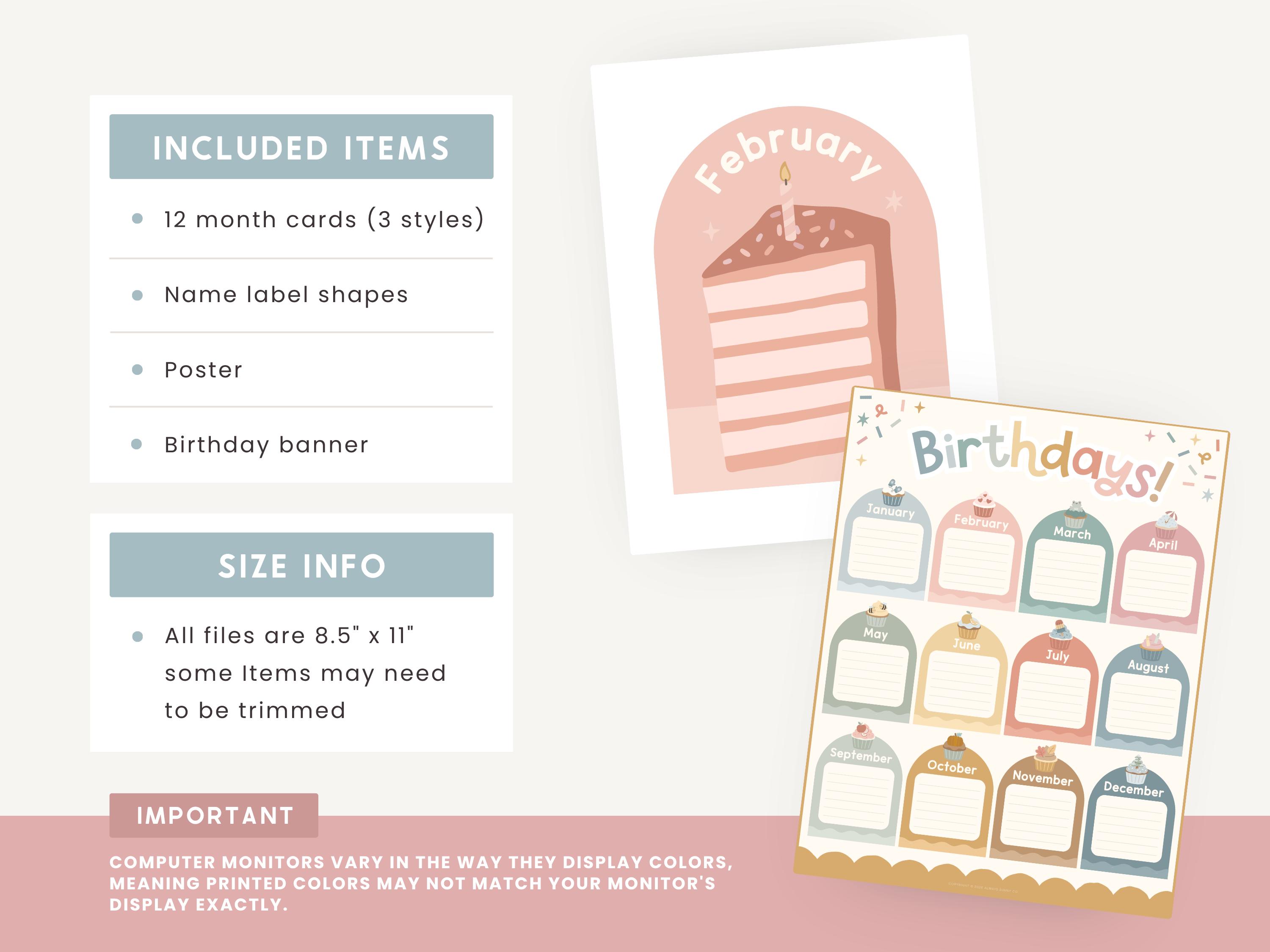 Editable Classroom Birthday Display | Pastel Cupcake Birthday Bulletin ...