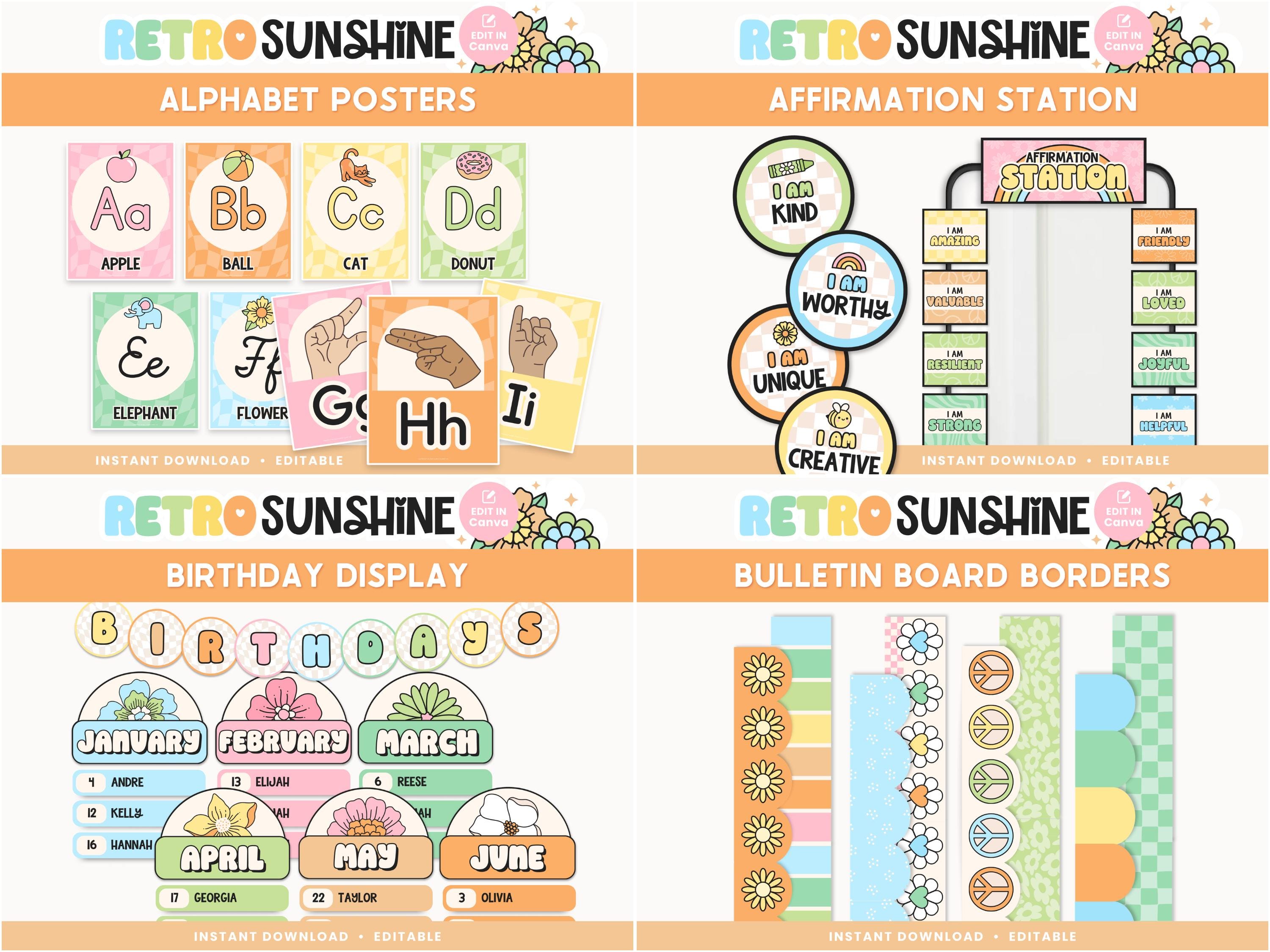 Editable Classroom Retro Sunshine Complete Collection Printable Bundle ...