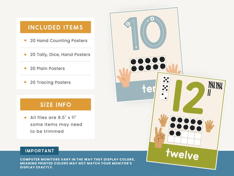 Editable Ten Frame Number Posters | Colorful Number Posters 0-20 | Classroom Decor | Homeschool Counting Printables | Elementary Resources image 3