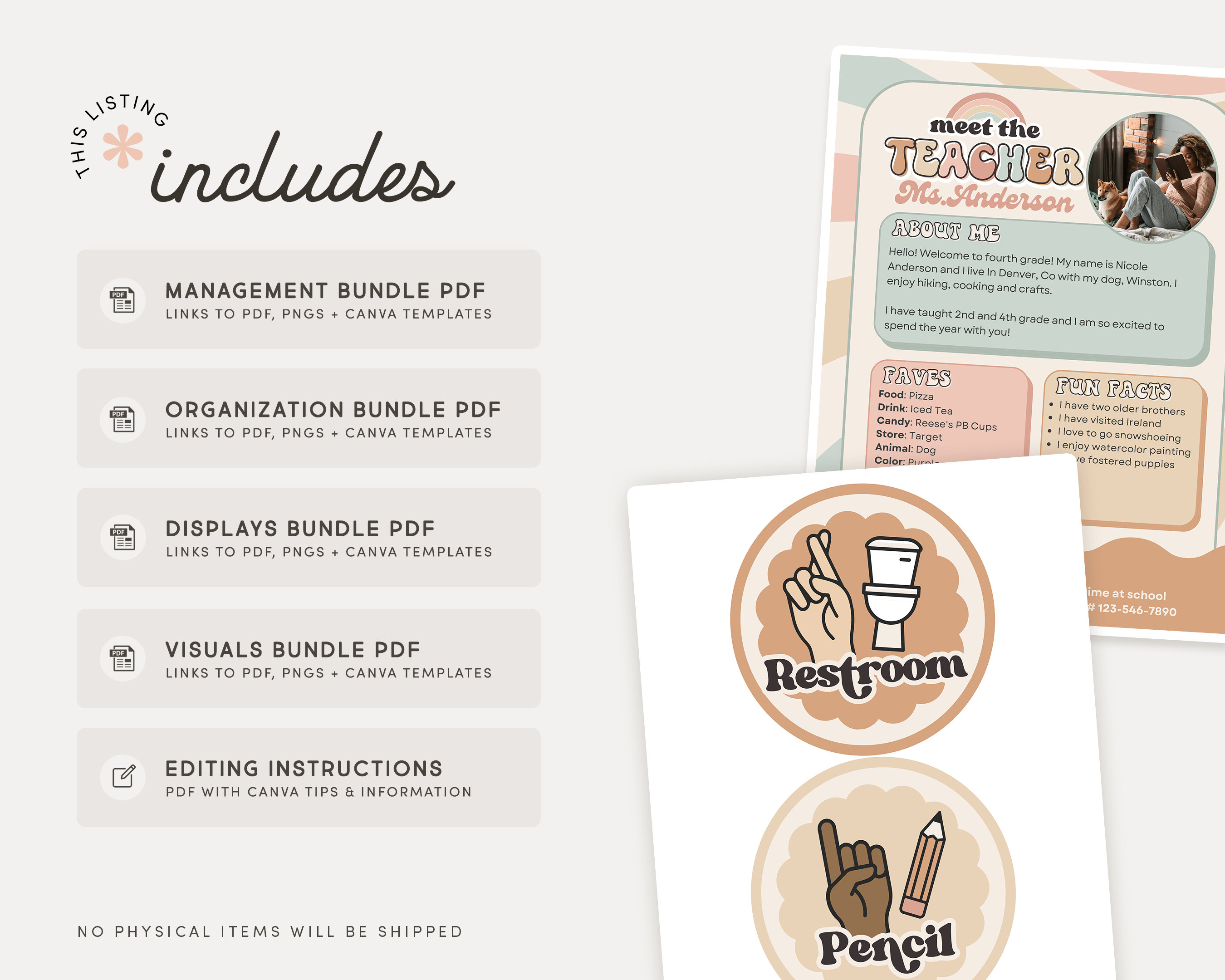 Editable Classroom Retro Pastel Complete Collection Printable Bundle ...