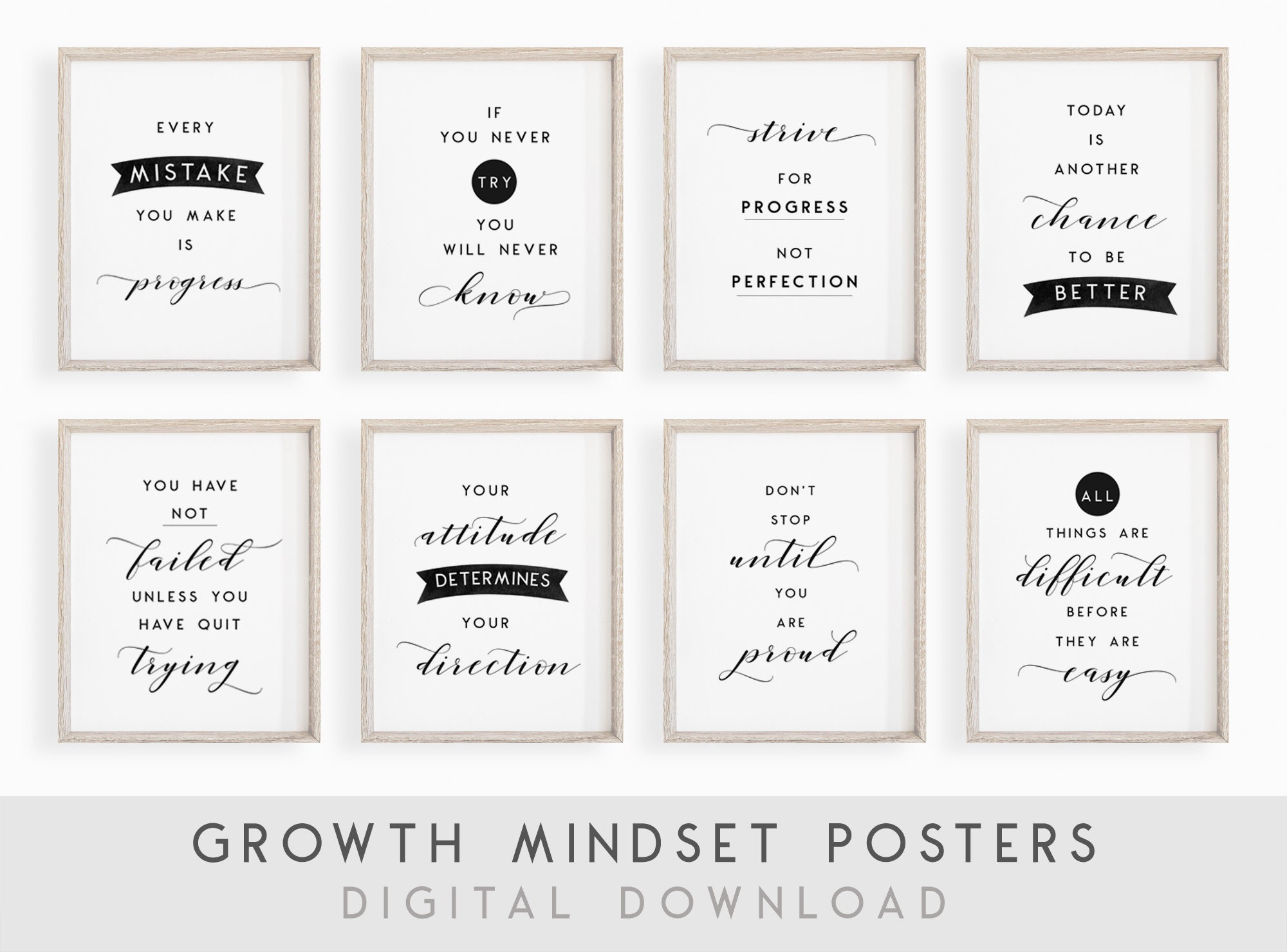 Growth Mindset Classroom Printable Posters Classroom Quotes | Etsy