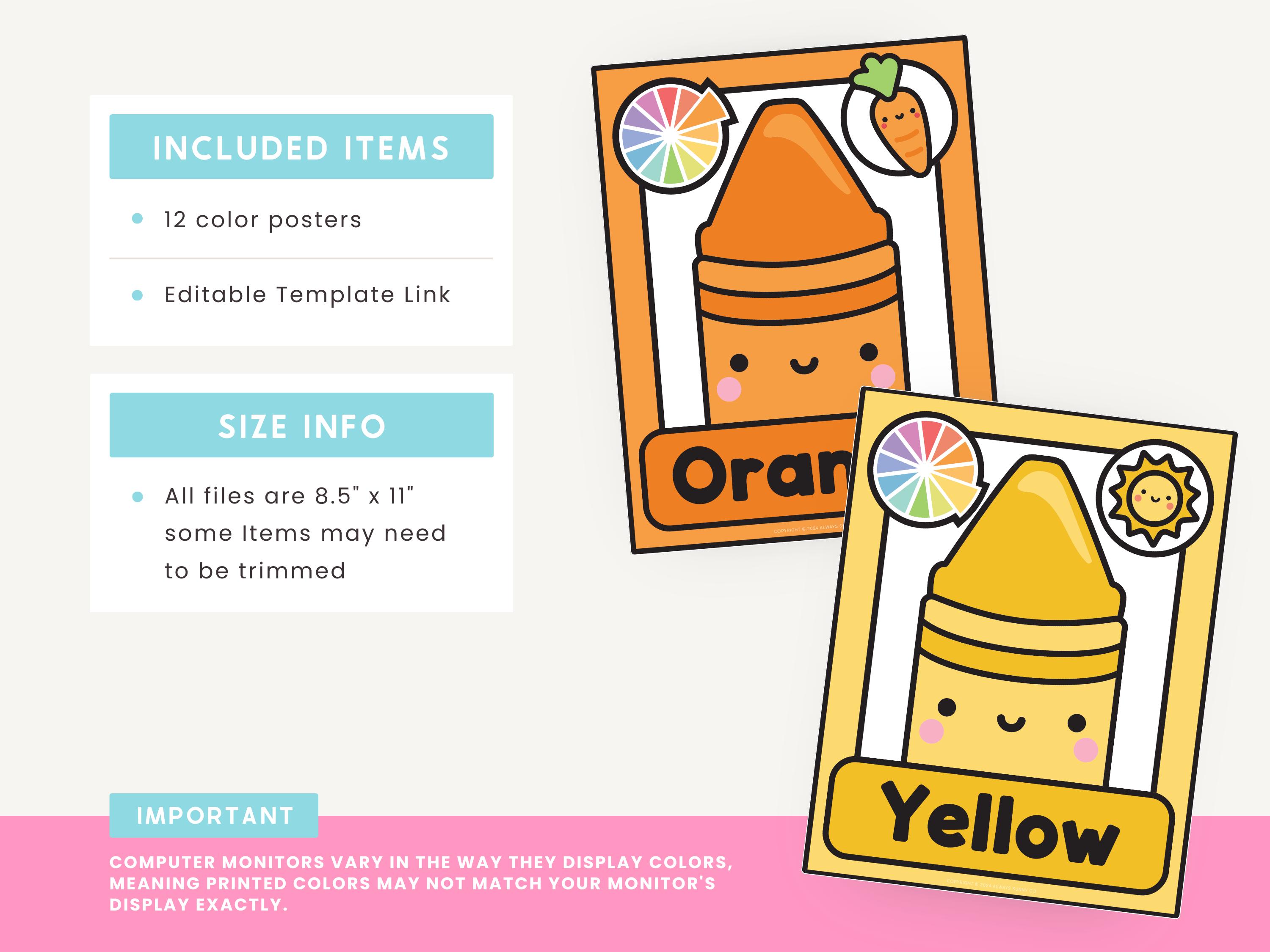 Editable Kinder Brights Color Posters | Cute Crayon-themed Classroom ...
