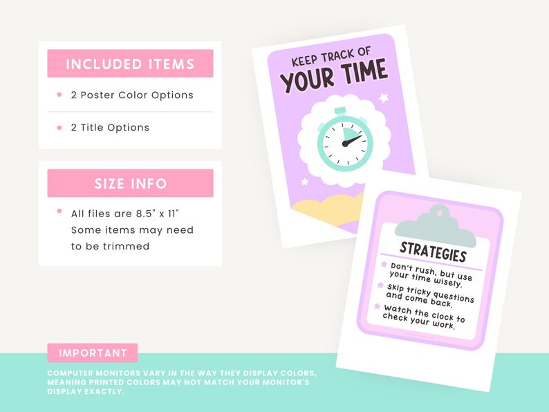 Editable Classroom Test Taking Strategy Posters | Testing SMART ...