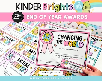 Editable Classroom End of Year Awards & Matching Bookmarks | Student Certificates | Printable Graduation Teacher Resource | Instant Download