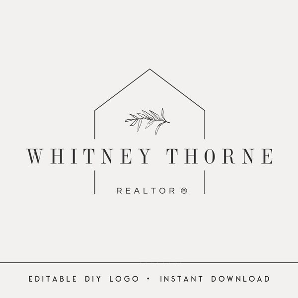 Editable Logo Design, DIY House Logo, Realtor Logo Template, Elegant Real Estate Logo, Instant Download