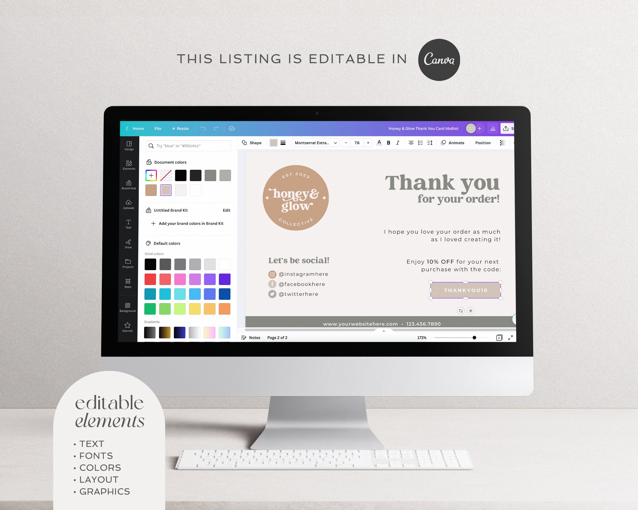 Editable Branding Kit, DIY Canva Modern Boho Logo, Retro Logo Template ...