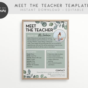 Meet the Teacher Classroom Printable Template Teacher - Etsy