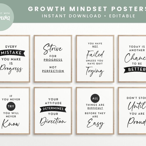 Growth Mindset Editable Classroom Printable Posters Classroom - Etsy