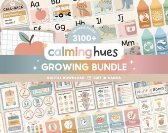 Editable Classroom Decor GROWING Printable Bundle | Elementary Posters & Visuals | Montessori Classroom | Homeschool Learning Printables