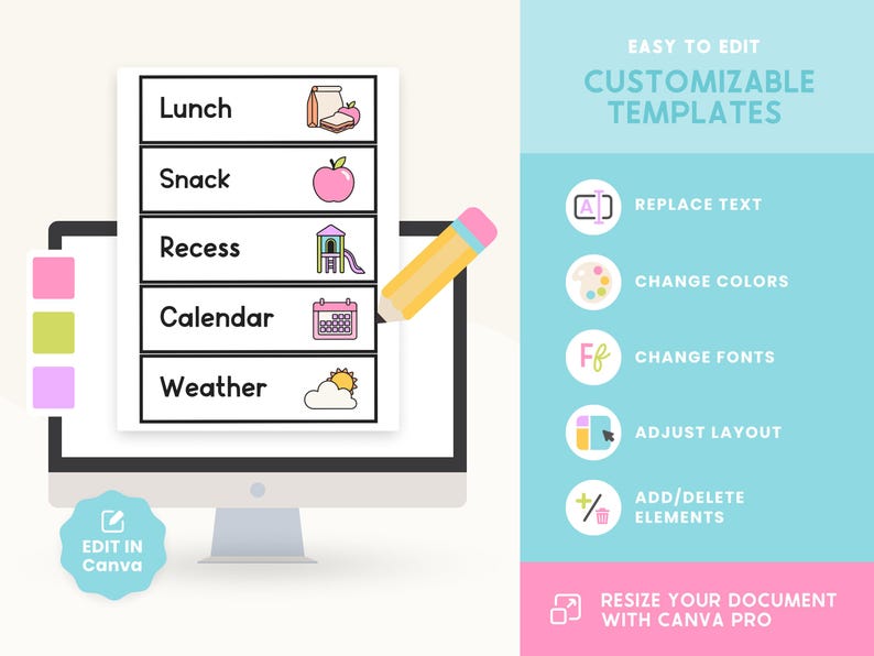 Editable Visual Schedule Cards | Colorful Classroom Timetable Display ...