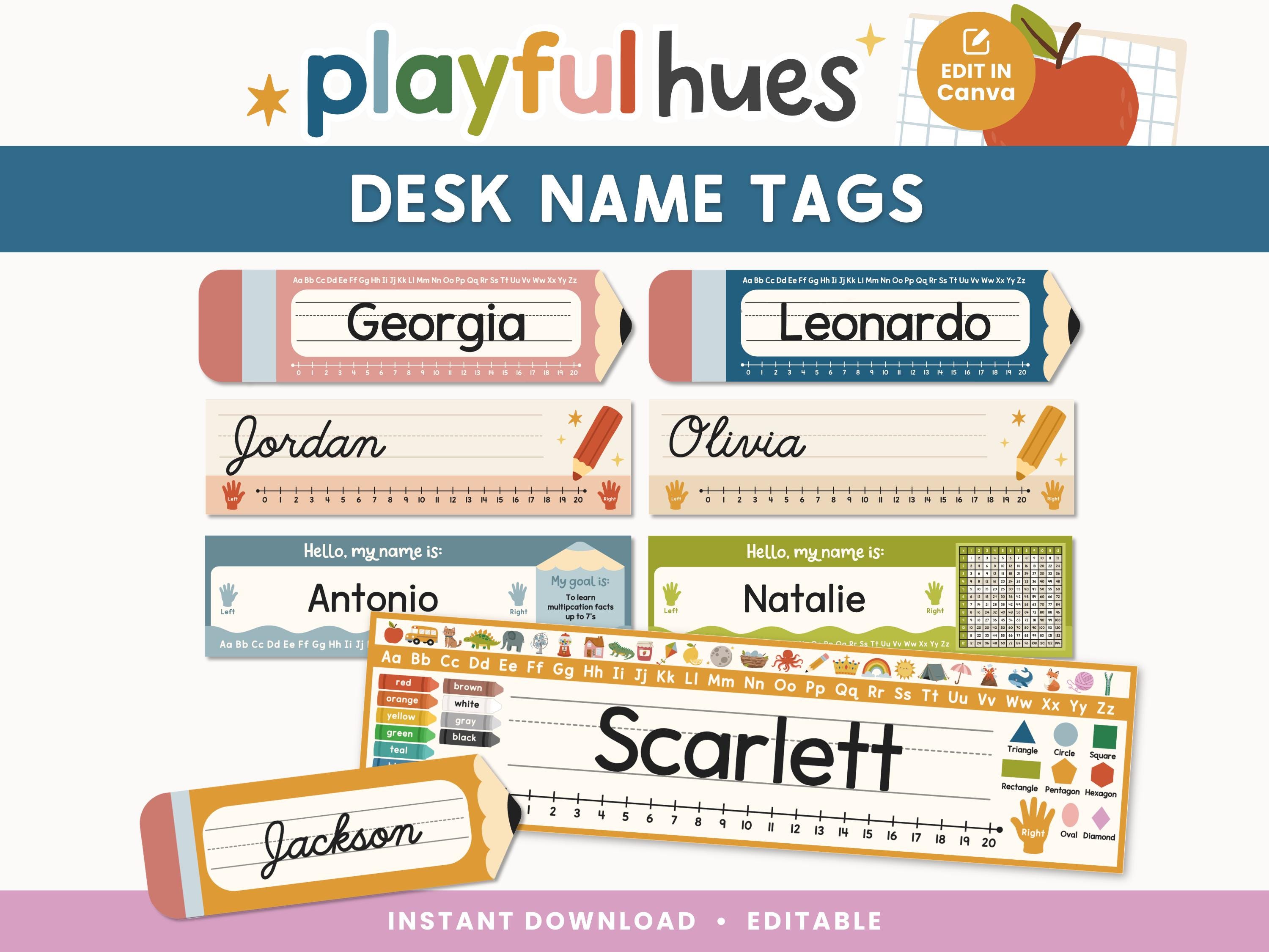 Editable Desk Name Tags for Students | Colorful Printable Name Plates ...