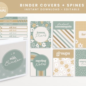 Classroom Binder Covers and Spines, Editable Teacher Printables, Modern Boho Classroom Organization, PNGs, PDFs + Canva Editable Files