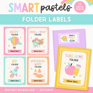 Editable Student Folder Labels + Covers | Take Home Folders | Must Do May Do | Smart Pastels Labels