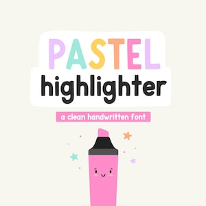 Pastell Textmarker Schulschrift | Niedliche Handgeschriebener Stil für Einladungen, Karten, Basteln | Moderne Sans Serif | DIY Projekte | Lehrerschrift