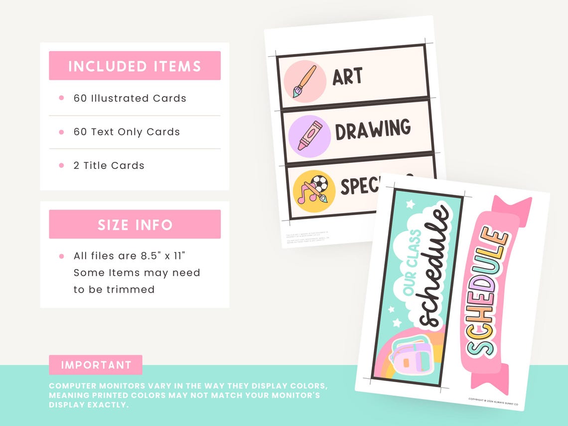 Classroom Visual Schedule, Editable Canva Template, Bright Pastel ...