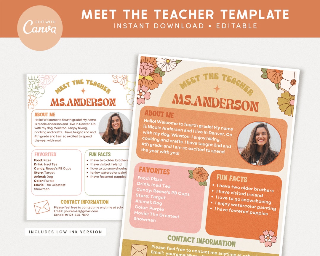 Meet the Teacher Classroom Printable Template Teacher - Etsy