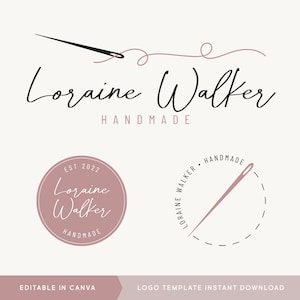 Editable Logo Design, DIY Canva Thread Boho Logo, Handmade Seamstress Branding, Simple Sewing Logo, Instant Download