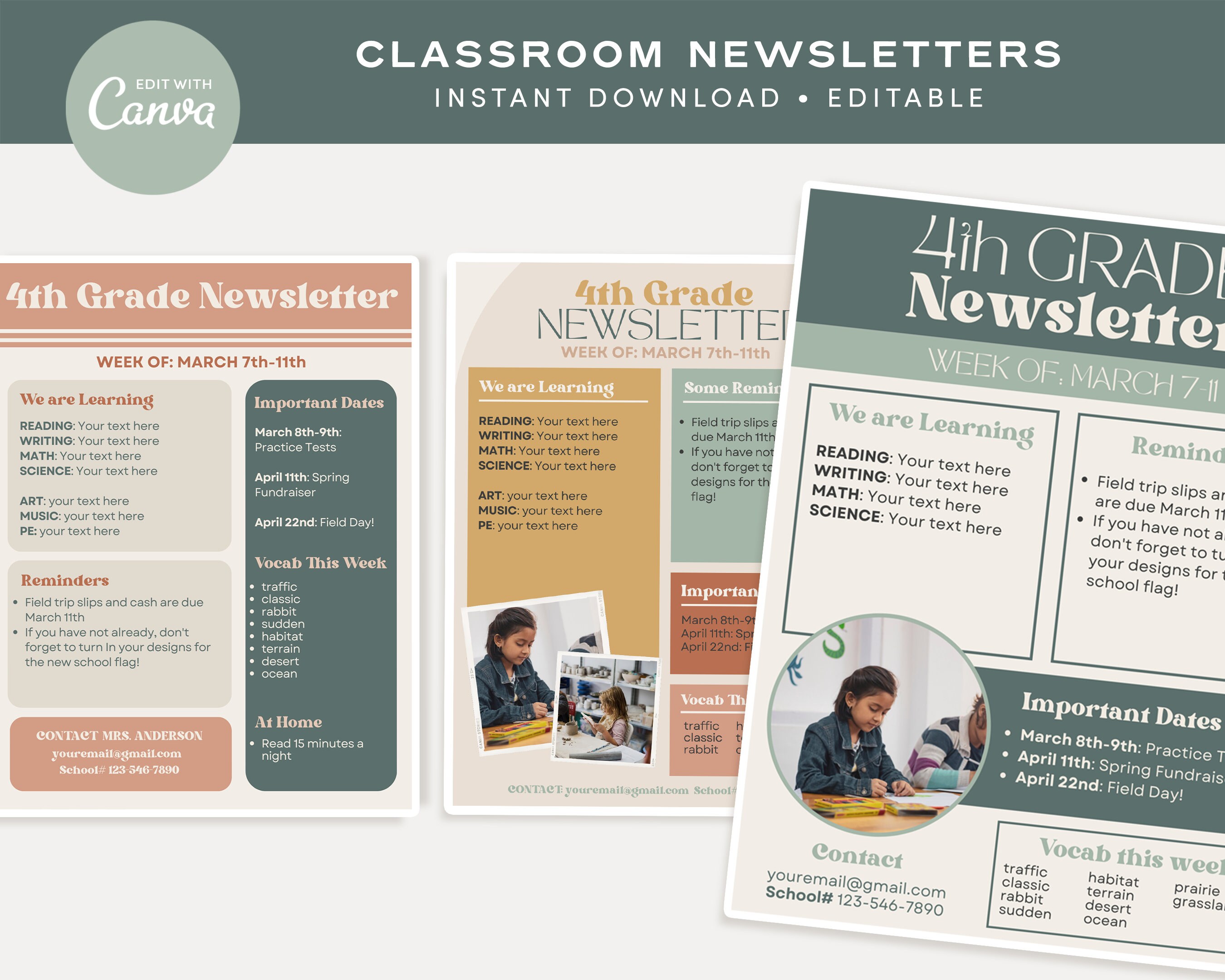 Editable Classroom Management Printable Bundle, Modern Boho Canva ...