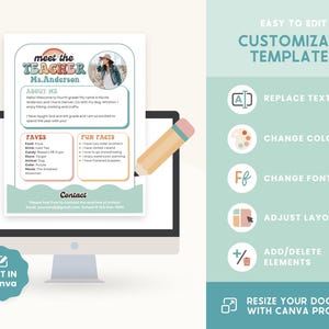 Meet the Teacher Classroom Printable Template, Groovy Teacher ...