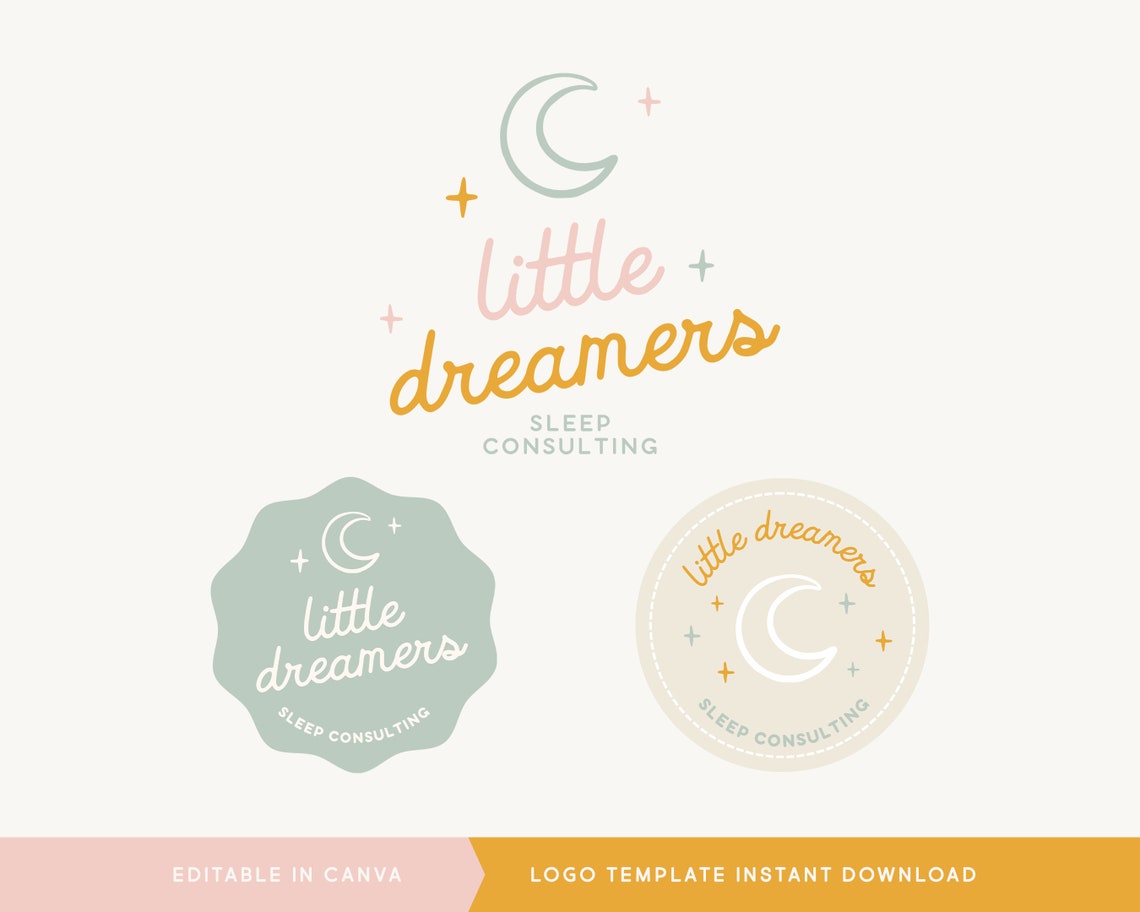 Editable Logo Design, DIY Canva Sleep Consulting Logo, Stars and Moon ...