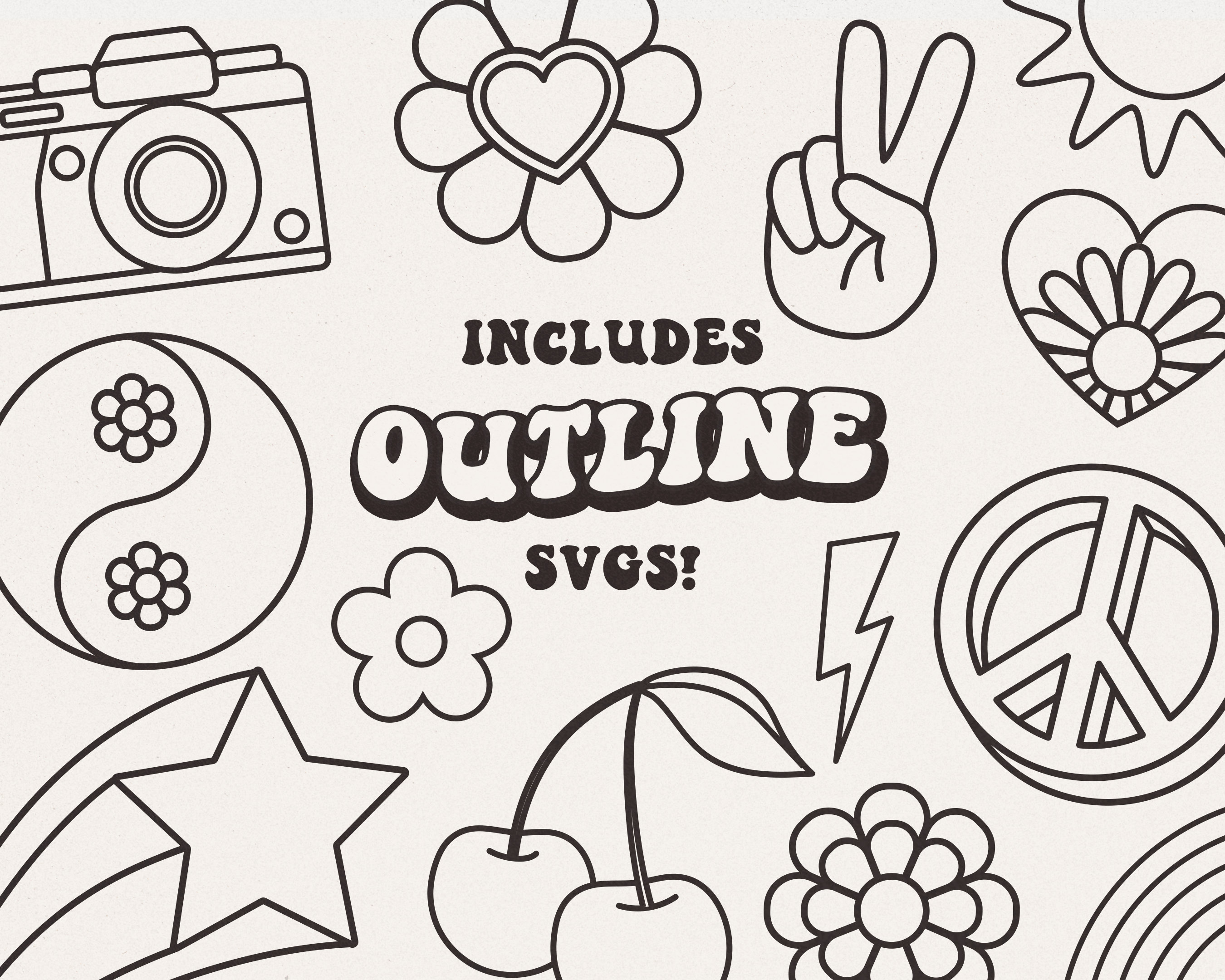 Groovy Retro Clip Art SVGS, Pngs, EPS, AI Files, Mellow Vibes Flower ...