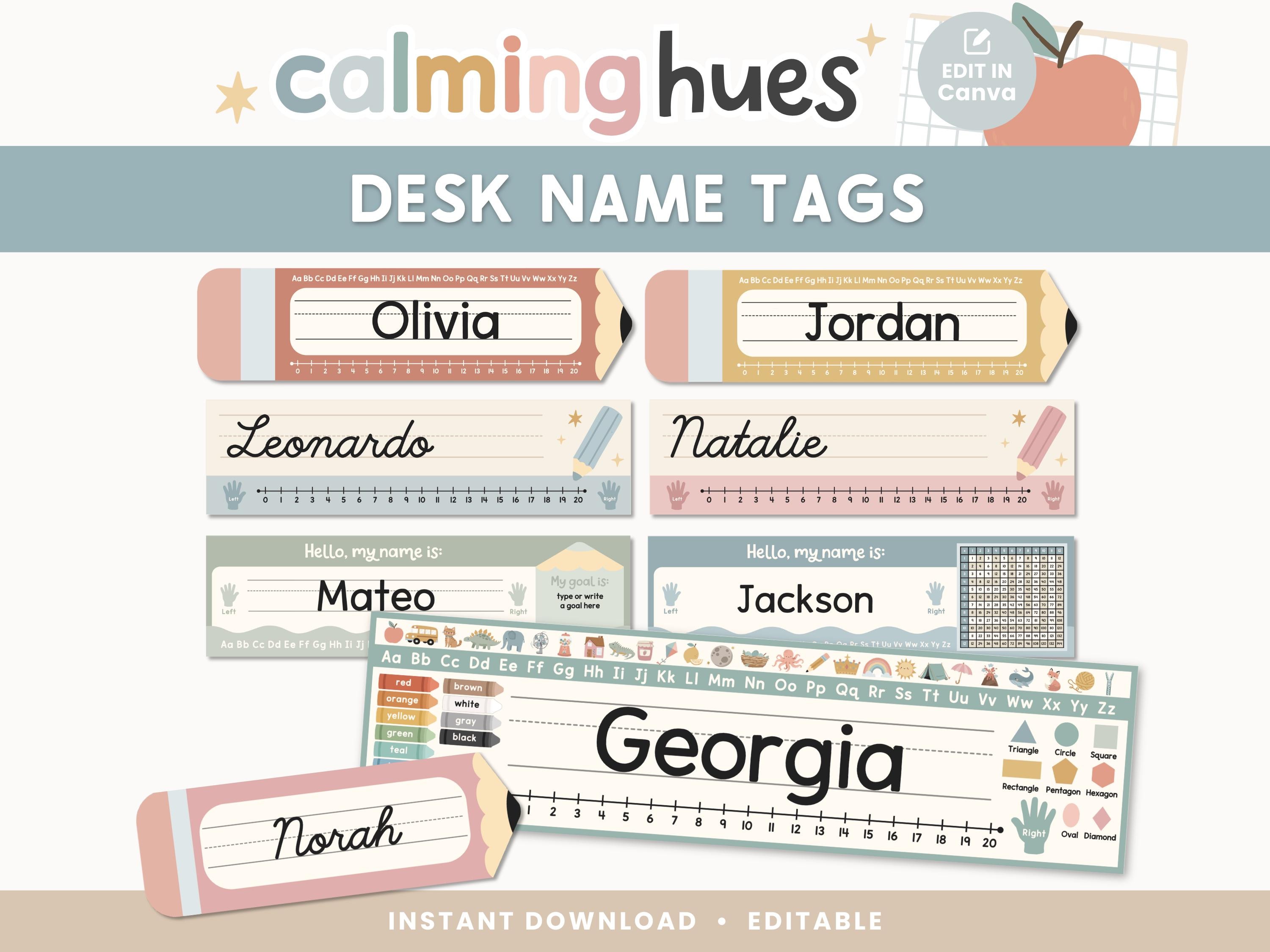 Editable Desk Name Tags for Students | Pastel Printable Name Plates for ...