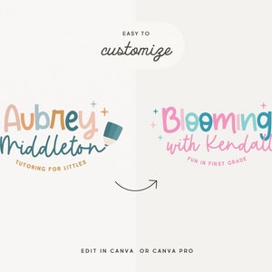 Colorful Teacher Logo Design - Editable Canva Template, Charming and ...
