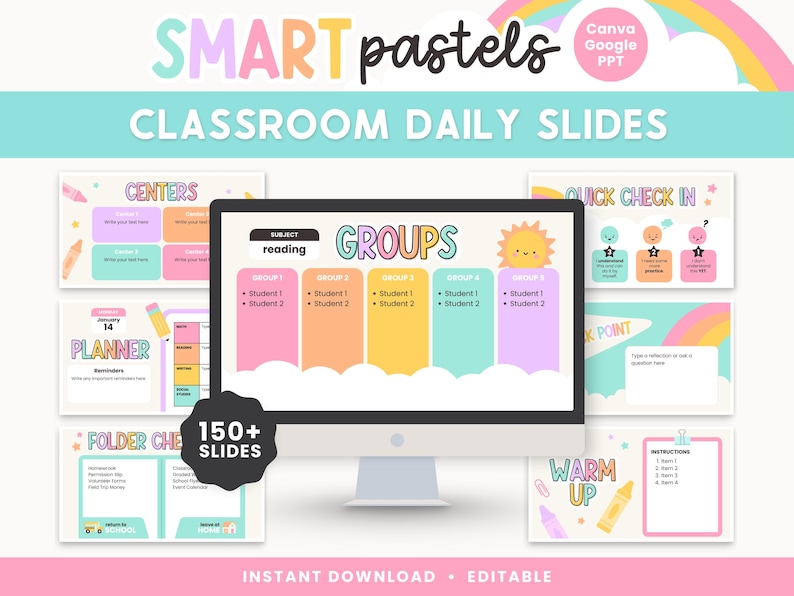 Smart Pastels Classroom Slides | Editable Daily Templates for Canva ...